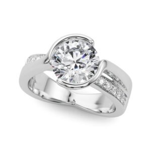 Accented Round Bypass Engagement Ring