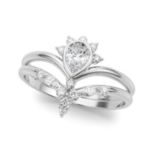 Lab-Grown Diamond Chevron Pear Shape Fashion Ring